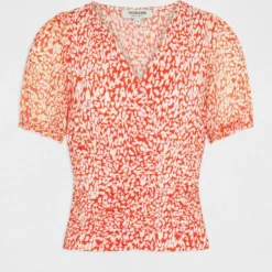 T-shirt Manches Courtes Imprimé Abstrait Orange Femme -Morgandetoi Boutique t shirt manches courtes imprime abstrait orange femme vue3 32536300963850703