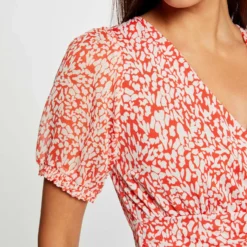 T-shirt Manches Courtes Imprimé Abstrait Orange Femme -Morgandetoi Boutique t shirt manches courtes imprime abstrait orange femme vue4 32536300963850703