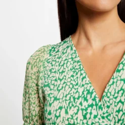 T-shirt Manches Courtes Imprimé Abstrait Vert Femme -Morgandetoi Boutique t shirt manches courtes imprime abstrait vert femme vue4 32536300963850600