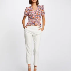 T-shirt Manches Courtes Imprimé Floral Ecru Femme -Morgandetoi Boutique t shirt manches courtes imprime floral ecru femme vue5 32536300916980201