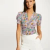 T-shirt Manches Courtes Imprimé Floral Multico Femme