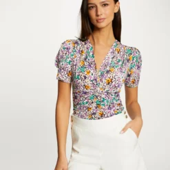 T-shirt Manches Courtes Imprimé Floral Multico Femme