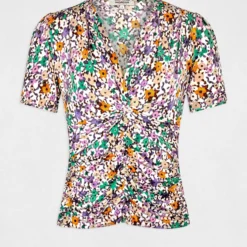 T-shirt Manches Courtes Imprimé Floral Multico Femme -Morgandetoi Boutique t shirt manches courtes imprime floral multico femme vue3 32536300954540900