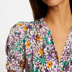 T-shirt Manches Courtes Imprimé Floral Multico Femme -Morgandetoi Boutique t shirt manches courtes imprime floral multico femme vue4 32536300954540900