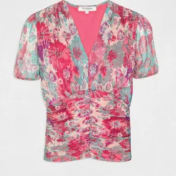 T-shirt Manches Courtes Imprimé Floral Rose Femme -Morgandetoi Boutique t shirt manches courtes imprime floral rose femme vue3 32536300954270503