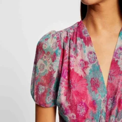 T-shirt Manches Courtes Imprimé Floral Rose Femme -Morgandetoi Boutique t shirt manches courtes imprime floral rose femme vue4 32536300954270503