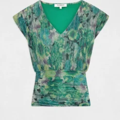 T-shirt Manches Courtes Imprimé Floral Vert Femme -Morgandetoi Boutique t shirt manches courtes imprime floral vert femme vue3 32536300962730600