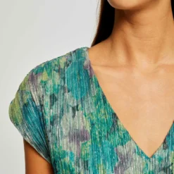 T-shirt Manches Courtes Imprimé Floral Vert Femme -Morgandetoi Boutique t shirt manches courtes imprime floral vert femme vue4 32536300962730600