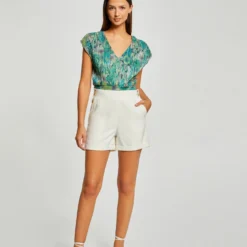 T-shirt Manches Courtes Imprimé Floral Vert Femme -Morgandetoi Boutique t shirt manches courtes imprime floral vert femme vue5 32536300962730600