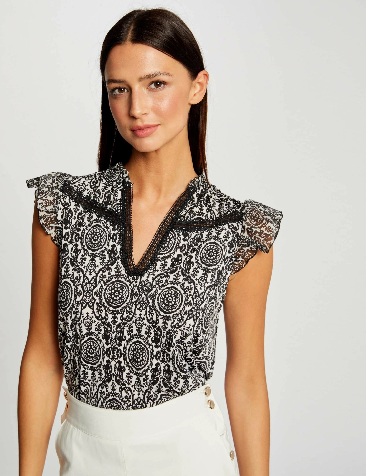 T-shirt Manches Courtes Imprimé Foulard Multico Femme 1 T-shirt Manches Courtes Imprimé Foulard Multico Femme