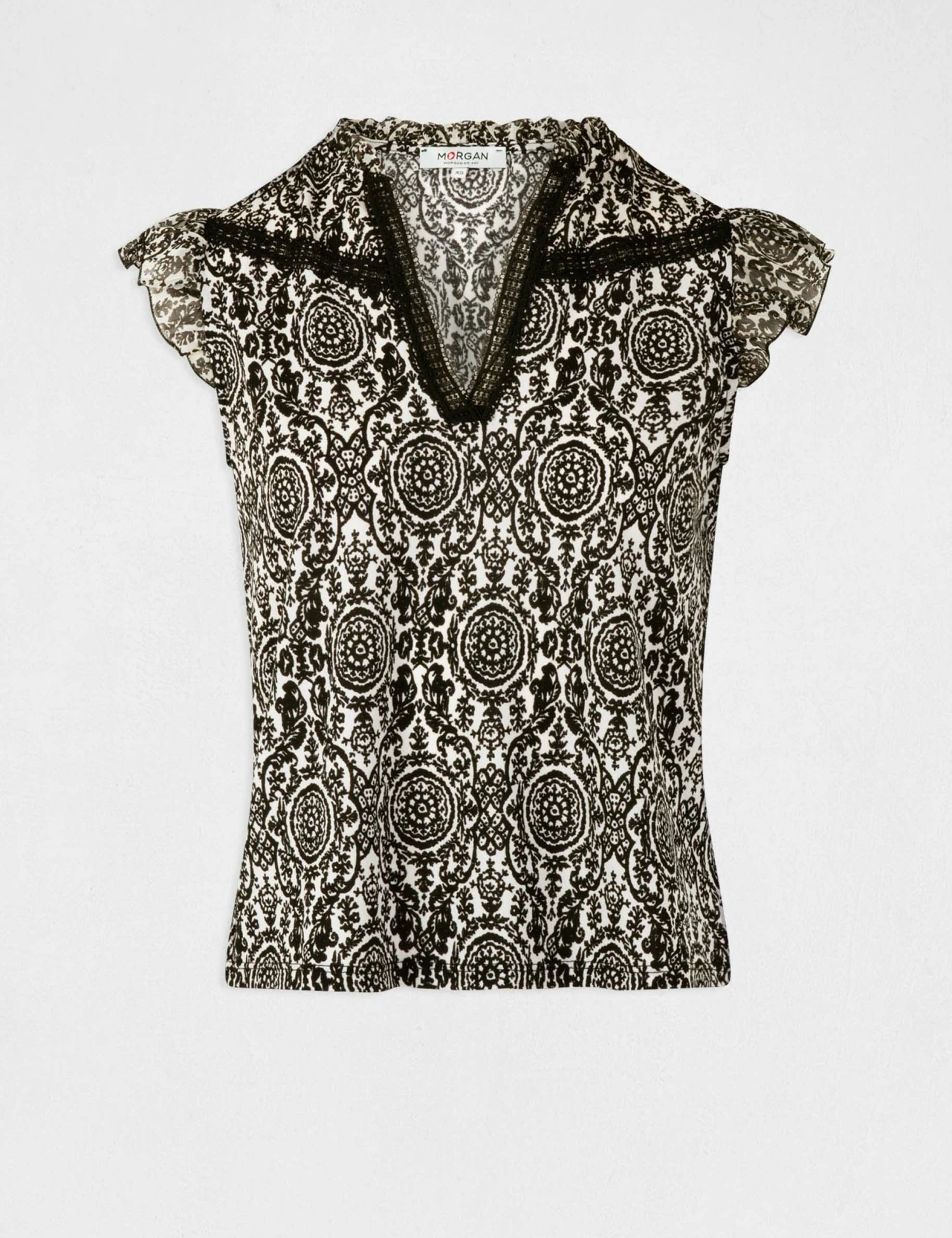 T-shirt Manches Courtes Imprimé Foulard Multico Femme 4 T-shirt Manches Courtes Imprimé Foulard Multico Femme – Image 4