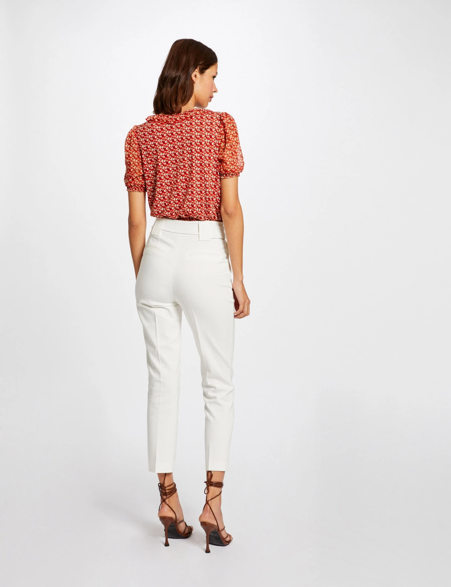 T-shirt Manches Courtes Imprimé Végétal Rouge Femme 2 T-shirt Manches Courtes Imprimé Végétal Rouge Femme – Image 2