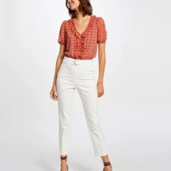 T-shirt Manches Courtes Imprimé Végétal Rouge Femme 7 T-shirt Manches Courtes Imprimé Végétal Rouge Femme -Morgandetoi Boutique t shirt manches courtes imprime vegetal rouge femme vue5 32536300906020500