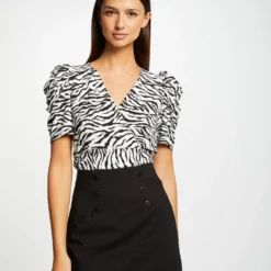 T-shirt Manches Courtes Imprimé Zèbre Multico Femme