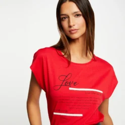 T-shirt Manches Courtes Rouge Femme