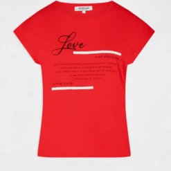 T-shirt Manches Courtes Rouge Femme -Morgandetoi Boutique t shirt manches courtes rouge femme vue3 32536300930270500
