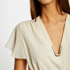 T-shirt Manches Courtes Smocké Ecru Moyen Femme 9 T-shirt Manches Courtes Smocké Ecru Moyen Femme -Morgandetoi Boutique t shirt manches courtes smocke ecru moyen femme vue4 32536300939120213