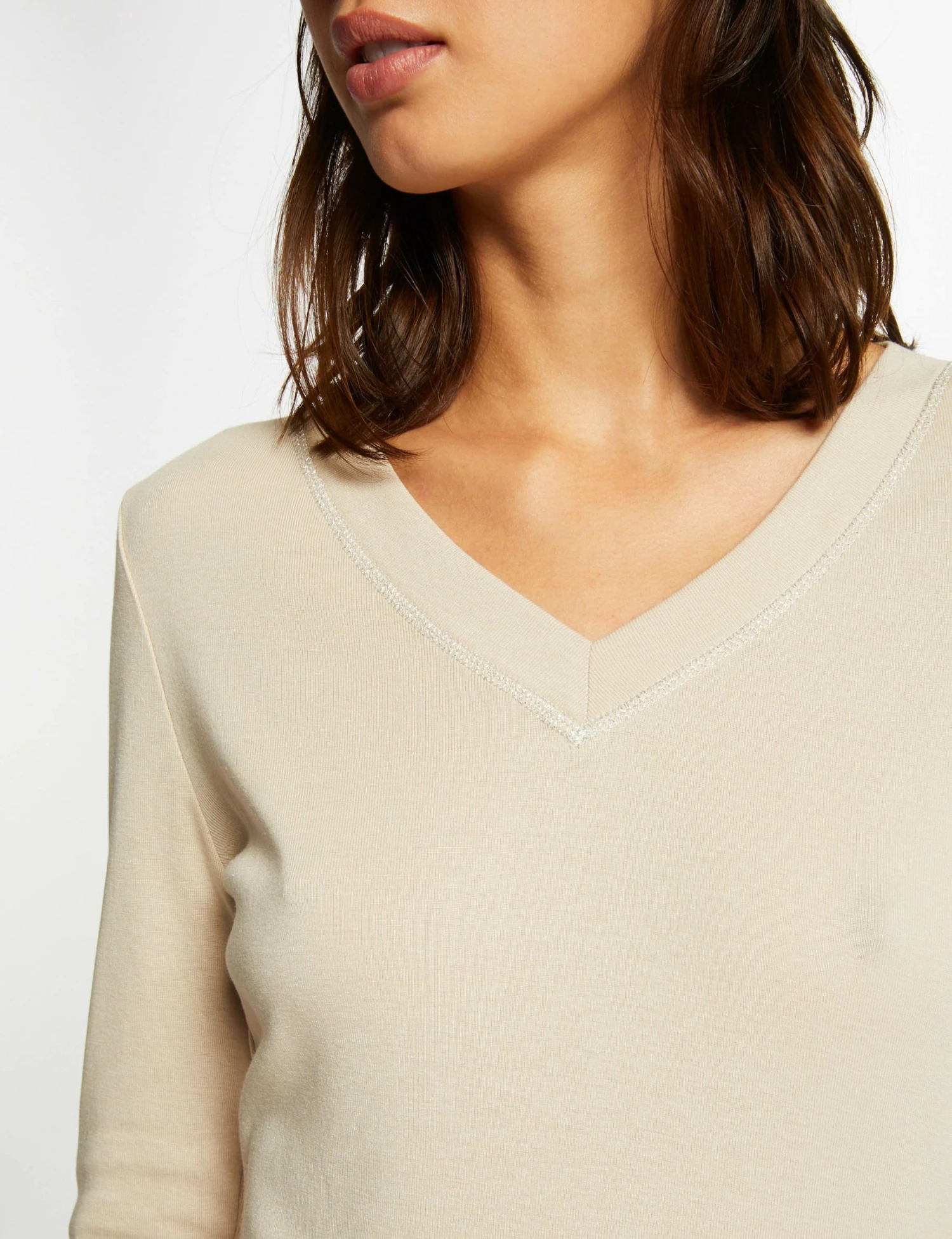 T-shirt Manches Longues Avec Col En V Mastic Femme 5 T-shirt Manches Longues Avec Col En V Mastic Femme – Image 5