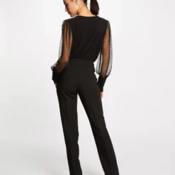 T-shirt Manches Longues Avec Plumetis Noir Femme -Morgandetoi Boutique t shirt manches longues avec plumetis noir femme vue5 32536300906440100