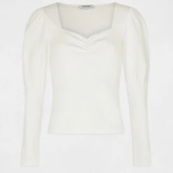 T-shirt Manches Longues Encolure Coeur Ecru Femme -Morgandetoi Boutique t shirt manches longues encolure coeur ecru femme vue3 32536300951780201