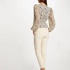 T-shirt Manches Longues Imprimé Abstrait Multico Femme -Morgandetoi Boutique t shirt manches longues imprime abstrait multico femme vue5 32536300947090900