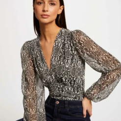 T-shirt Manches Longues Imprimé Multico Femme