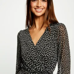 T-shirt Manches Longues Imprimé Pois Multico Femme