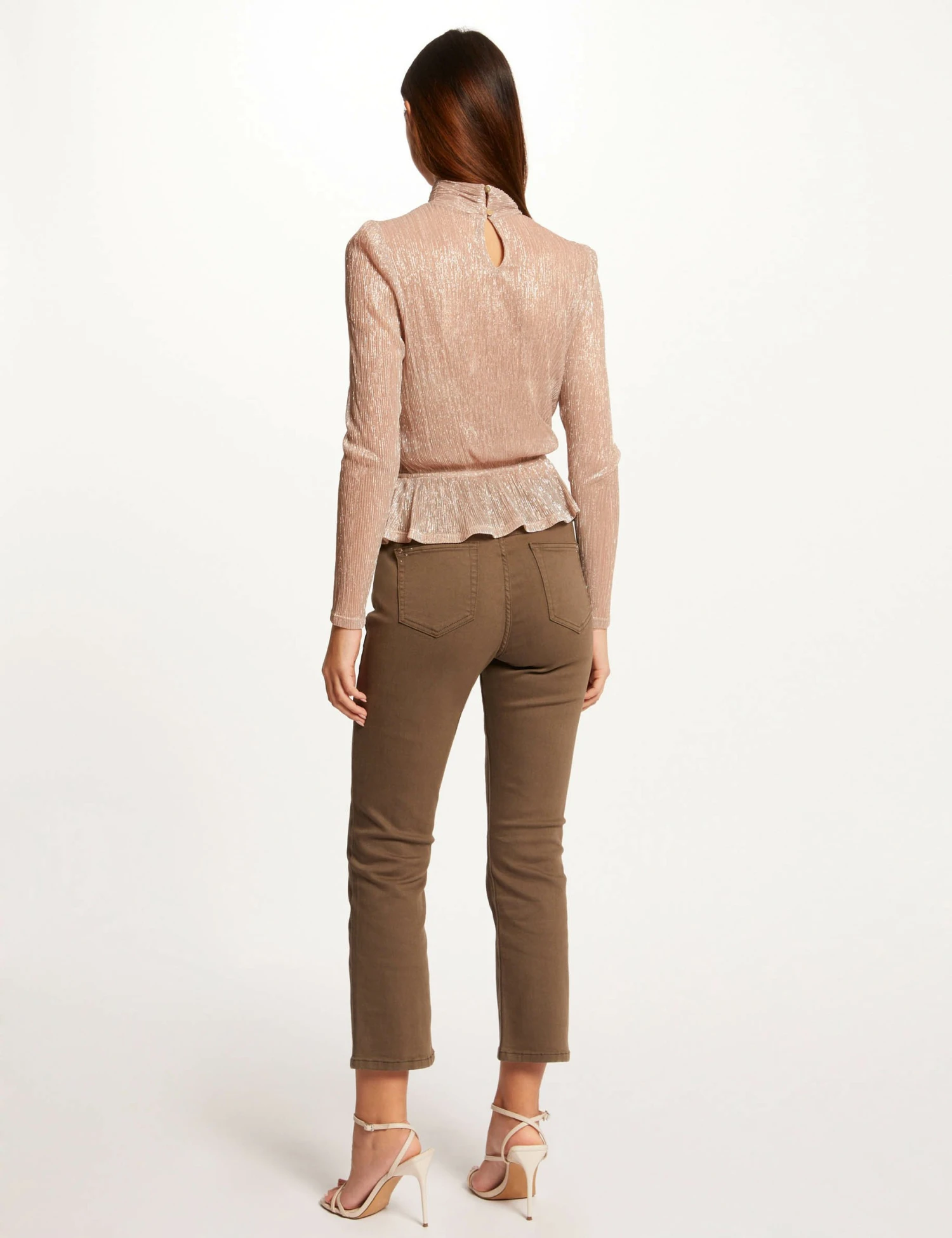 T-shirt Manches Longues Métallisé Vieux Rose Femme 2 T-shirt Manches Longues Métallisé Vieux Rose Femme – Image 2