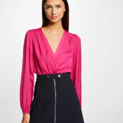 T-shirt Manches Longues Satin Framboise Femme