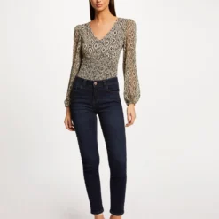 T-shirt Manches Longues Smocké Imprimé Multico Femme -Morgandetoi Boutique t shirt manches longues smocke imprime multico femme vue5 32536300947130900