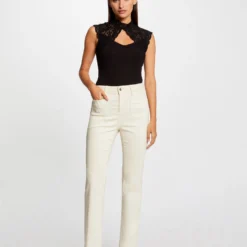 T-shirt Sans Manches à Dentelle Noir Femme -Morgandetoi Boutique t shirt sans manches a dentelle noir femme vue5 32536300949300100