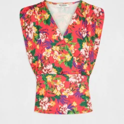 T-shirt Sans Manches Satin Imprimé Multico Femme -Morgandetoi Boutique t shirt sans manches satin imprime multico femme vue3 32536300960310900