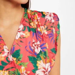 T-shirt Sans Manches Satin Imprimé Multico Femme -Morgandetoi Boutique t shirt sans manches satin imprime multico femme vue4 32536300960310900