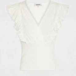 T-shirt Volants Et Broderie Anglaise Ecru Femme 8 T-shirt Volants Et Broderie Anglaise Ecru Femme -Morgandetoi Boutique t shirt volants et broderie anglaise ecru femme vue3 32536300954350201