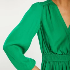 Top Cache-coeur Manches Longues Vert Moyen Femme -Morgandetoi Boutique top cache coeur manches longues vert moyen femme vue4 32536300931580608