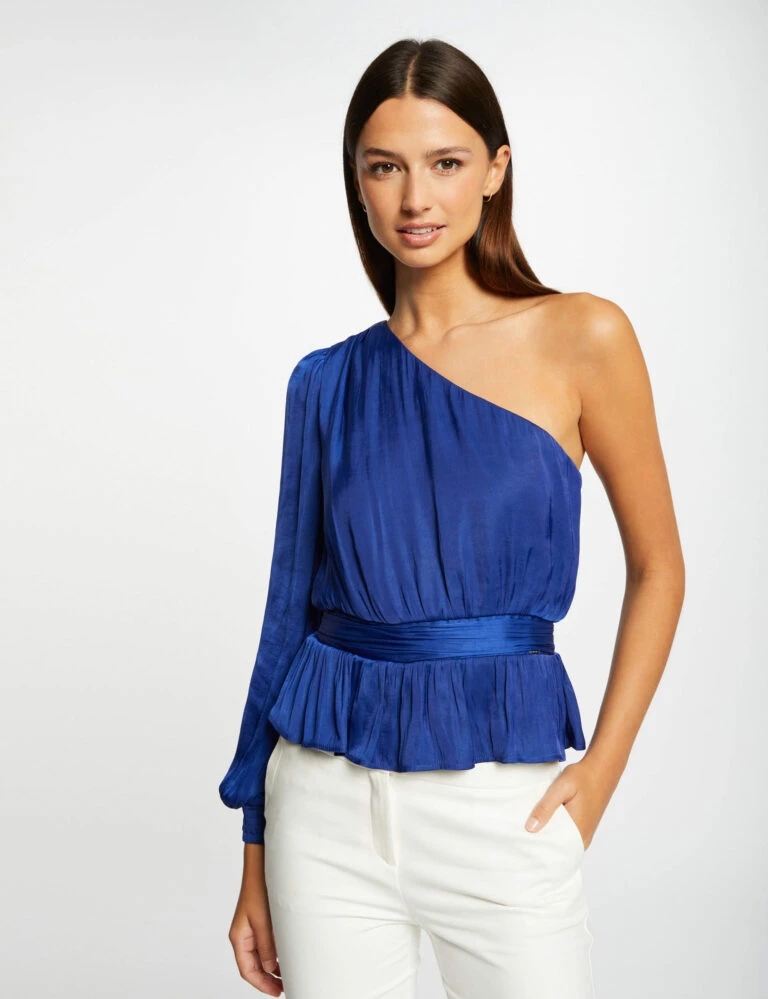 Morgandetoi Boutique -Morgandetoi Boutique blouse asymetrique smockee bleu electrique femme vue1 32536300942140314 768x999 1